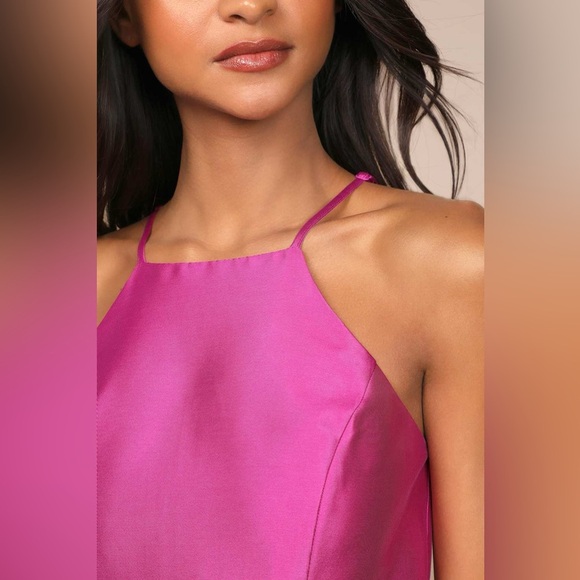 Lulus Broadway Show Magenta Taffeta High-Low Gown Sz. XL - NWT - Picture 5 of 14